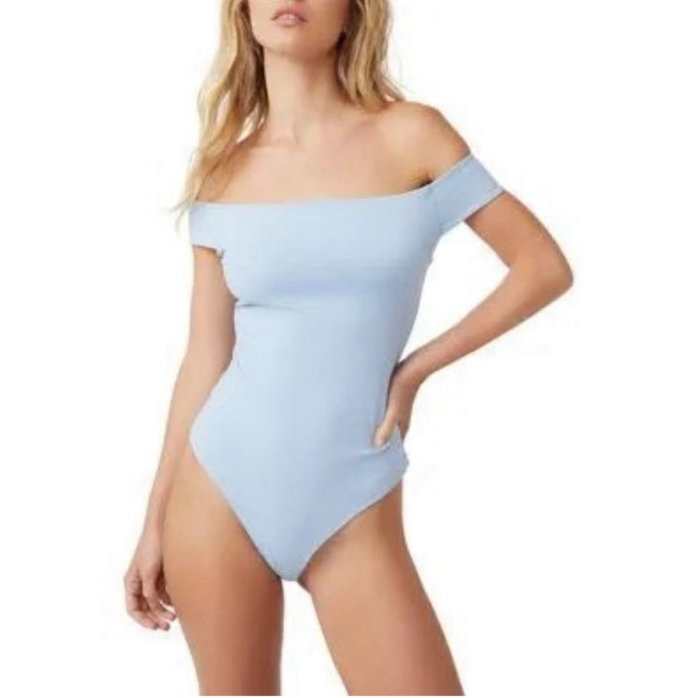 New Free People Off To The Races Bodysuit In Cerulean Blue Size XS‎ $58